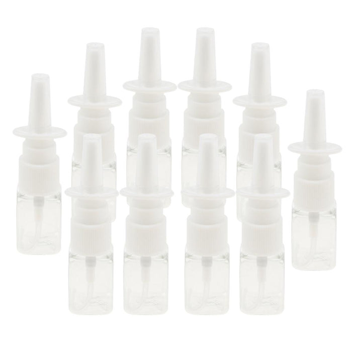 Crofta 10pcs Plastic Empty Refillable Nasal Spray Bottles Fine Mist Vials 10ml Clear