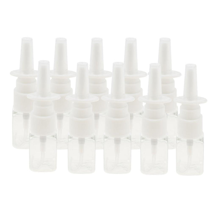 Crofta 10pcs Plastic Empty Refillable Nasal Spray Bottles Fine Mist Vials 10ml Clear