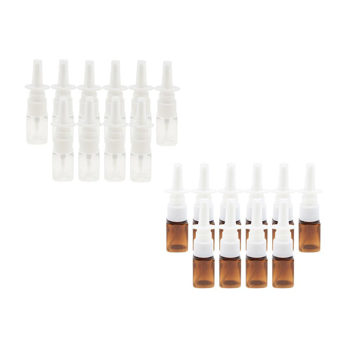 Crofta 10pcs Plastic Empty Refillable Nasal Spray Bottles Fine Mist Vials 10ml Clear