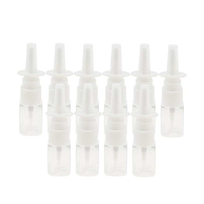 Crofta 10pcs Plastic Empty Refillable Nasal Spray Bottles Fine Mist Vials 10ml Clear