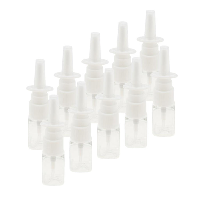 Crofta 10pcs Plastic Empty Refillable Nasal Spray Bottles Fine Mist Vials 10ml Clear