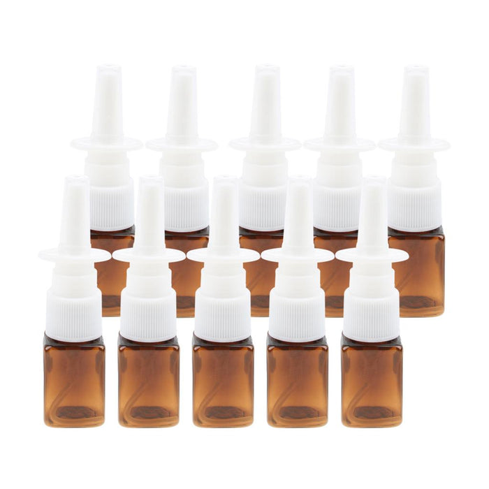 Crofta 10pcs Plastic Empty Refillable Nasal Spray Bottles Fine Mist Vials 10ml Amber