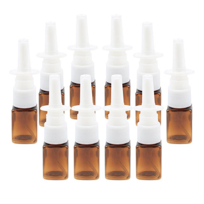 Crofta 10pcs Plastic Empty Refillable Nasal Spray Bottles Fine Mist Vials 10ml Amber