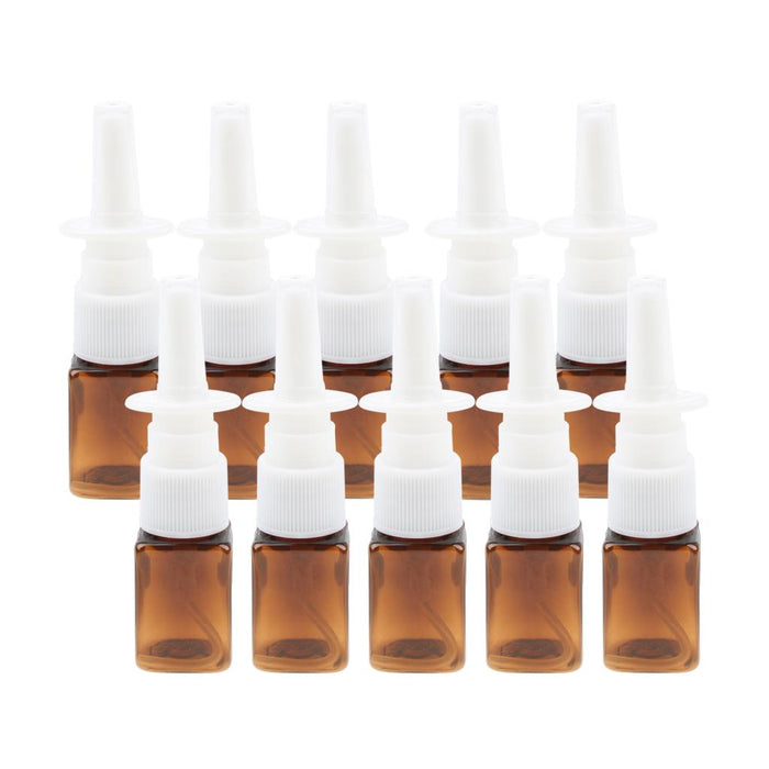 Crofta 10pcs Plastic Empty Refillable Nasal Spray Bottles Fine Mist Vials 10ml Amber