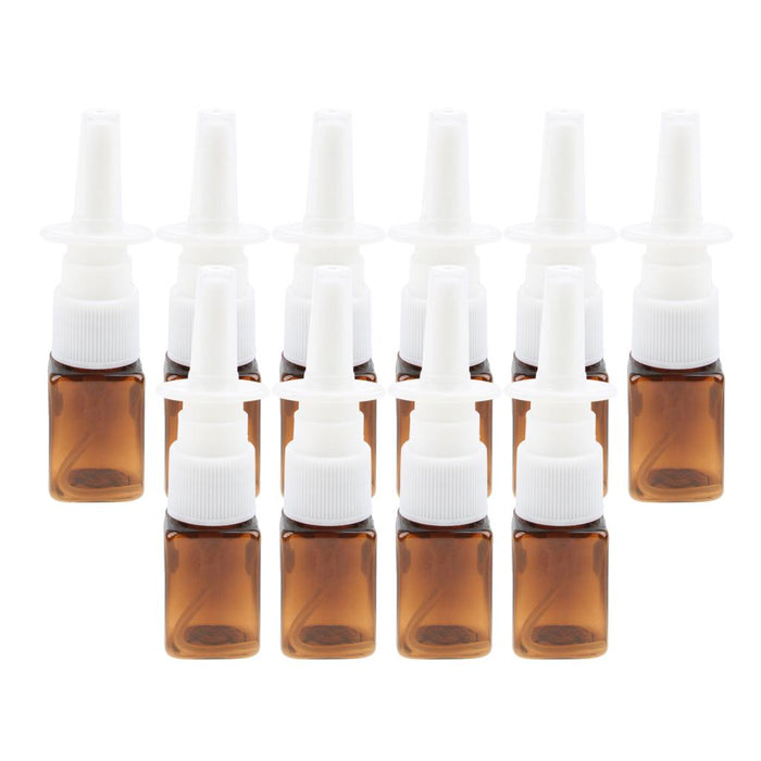 Crofta 10pcs Plastic Empty Refillable Nasal Spray Bottles Fine Mist Vials 10ml Amber