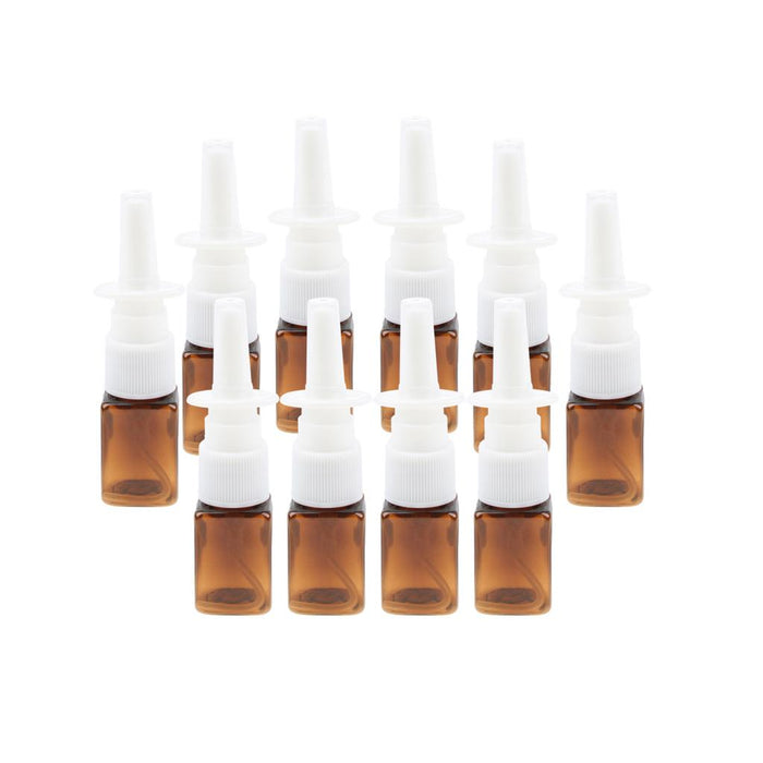 Crofta 10pcs Plastic Empty Refillable Nasal Spray Bottles Fine Mist Vials 10ml Amber