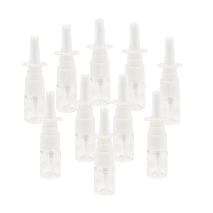 Crofta 10 Pieces 5ml Mini Plastic Nasal Spray Bottles Fine Mist Sprayer Pump Clear