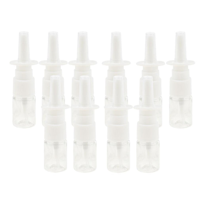 Crofta 10 Pieces 5ml Mini Plastic Nasal Spray Bottles Fine Mist Sprayer Pump Clear