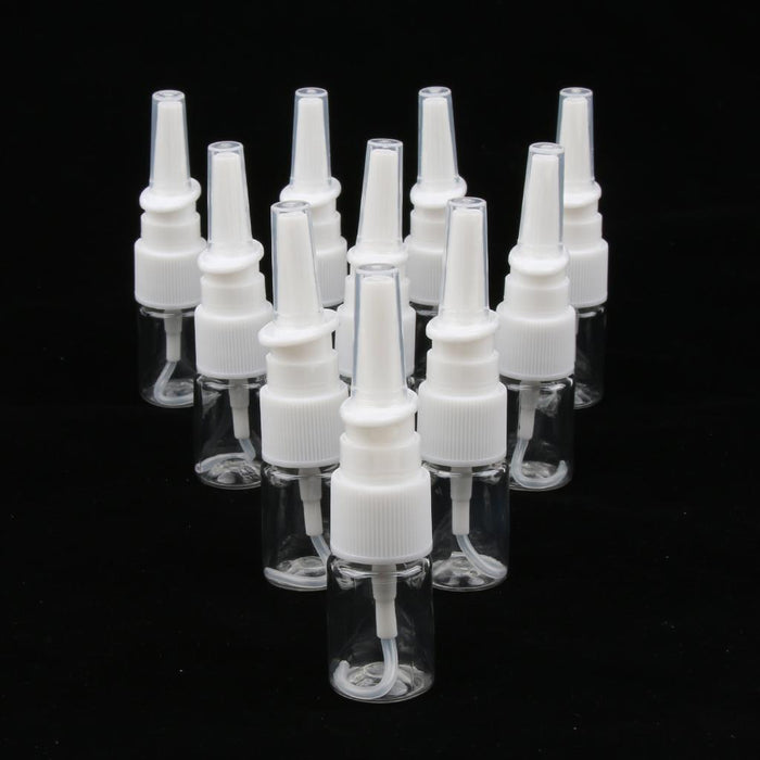 Crofta 10 Pieces 5ml Mini Plastic Nasal Spray Bottles Fine Mist Sprayer Pump Clear