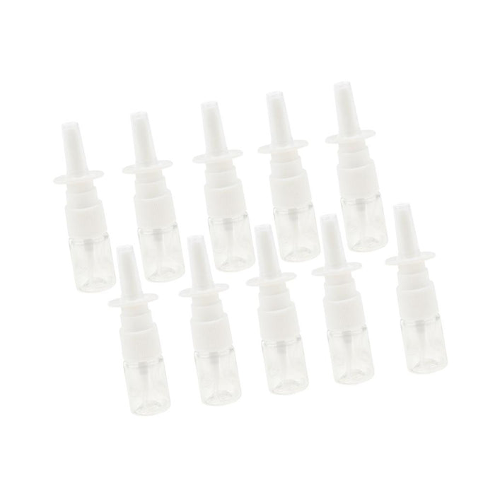 Crofta 10 Pieces 5ml Mini Plastic Nasal Spray Bottles Fine Mist Sprayer Pump Clear