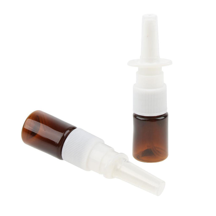 Crofta 10 Pieces 5ml Mini Plastic Nasal Spray Bottles Fine Mist Sprayer Pump Brown