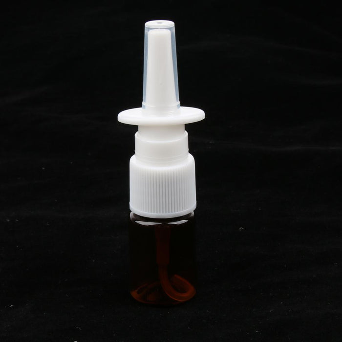 Crofta 10 Pieces 5ml Mini Plastic Nasal Spray Bottles Fine Mist Sprayer Pump Brown