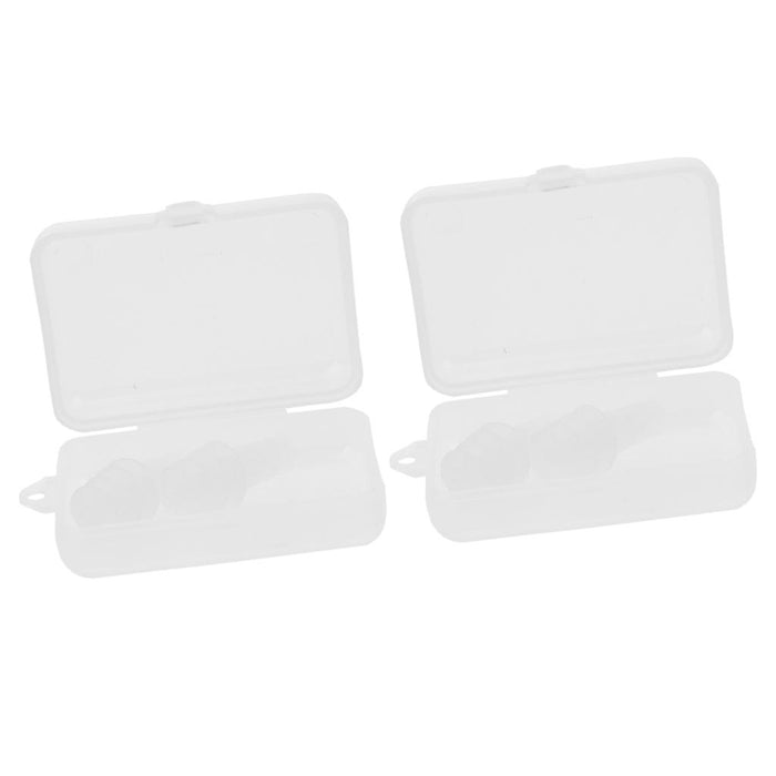 2 Pairs Reusable Silicone Earplugs for Airplane Travel Sleep Silence White