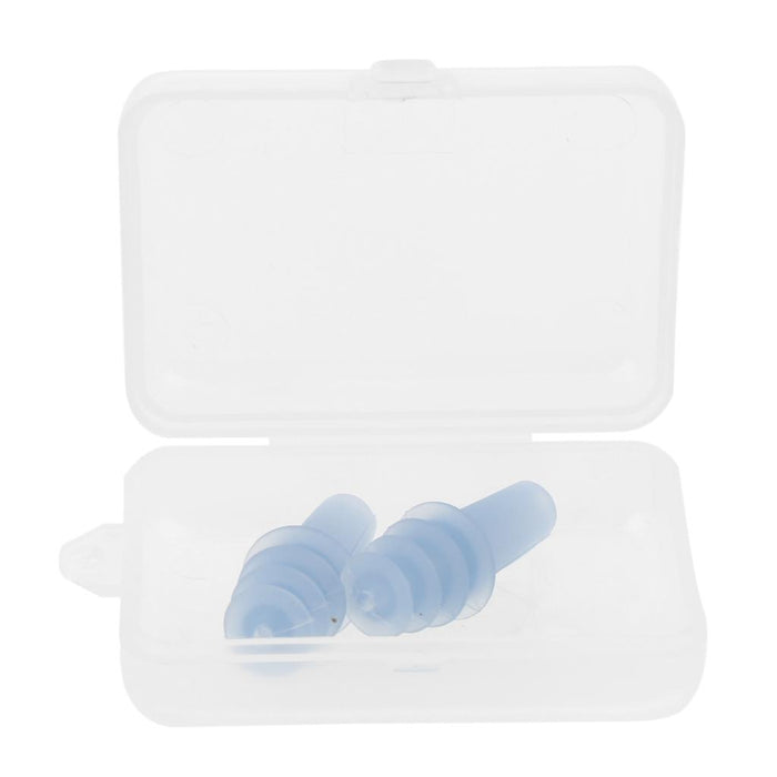 2 Pairs Reusable Silicone Earplugs for Airplane Travel Sleep Silence Blue