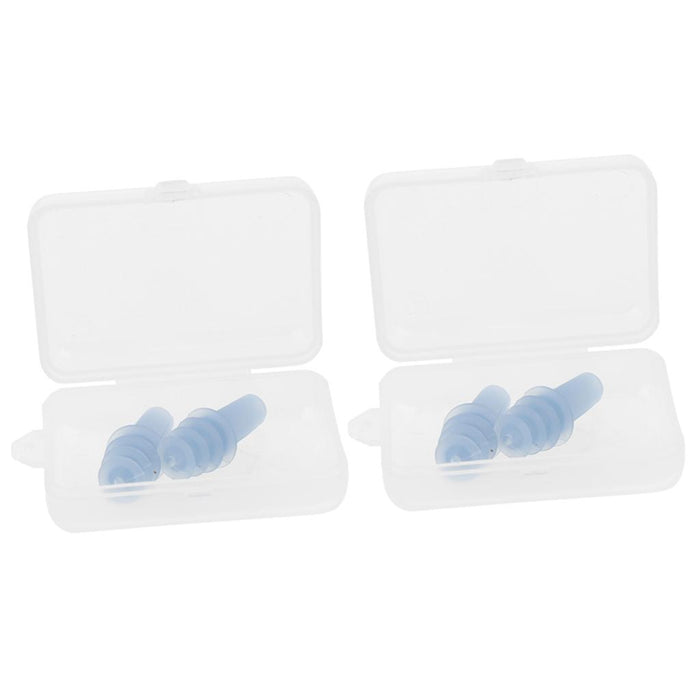 2 Pairs Reusable Silicone Earplugs for Airplane Travel Sleep Silence Blue