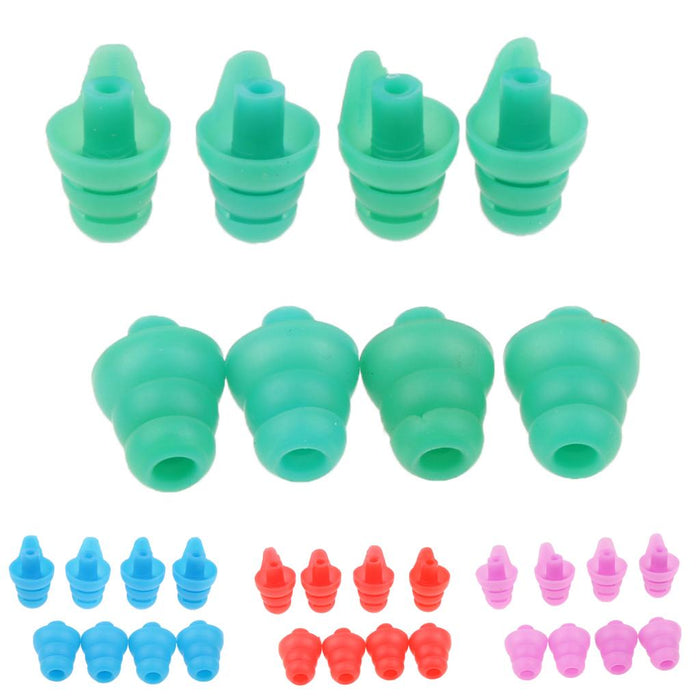 4 Pairs Silicone Earplug Airplane Travel Noise Cancelling Ear Plugs Green