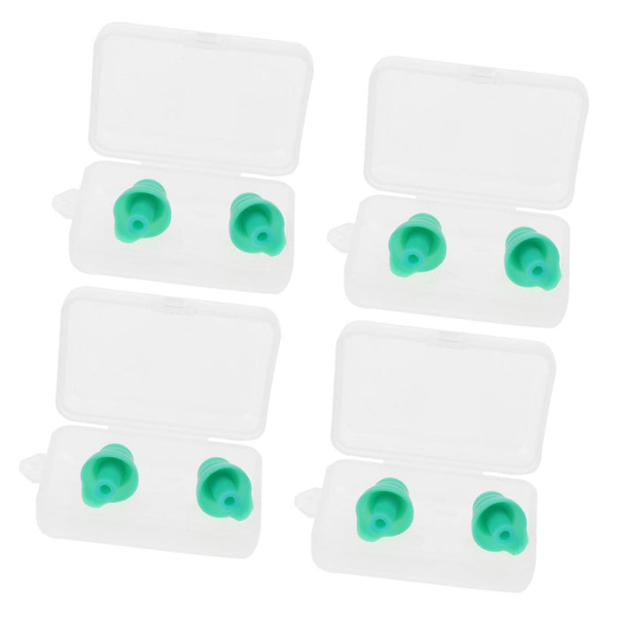 4 Pairs Silicone Earplug Airplane Travel Noise Cancelling Ear Plugs Green