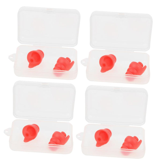 4 Pairs Silicone Earplug Airplane Travel Noise Cancelling Ear Plugs Red