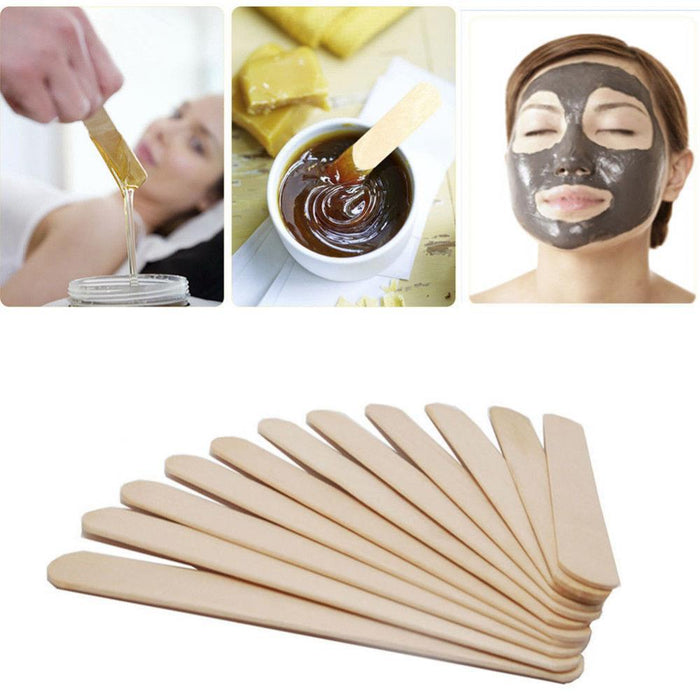 100 Piece Wooden Hair Removal Sticks Wax Applicator Waxing Beans Spatulas