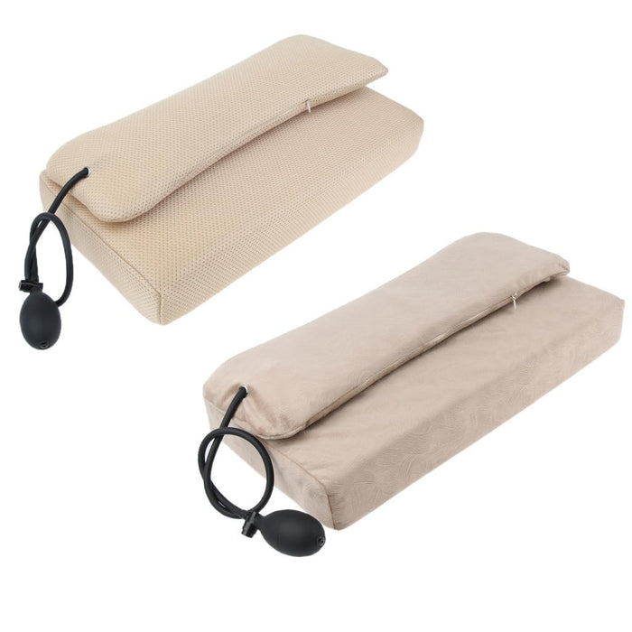 Crofta Sleeping Pillow Support Foam for Neck Pain Inflatable Back Pillow Beige Mesh