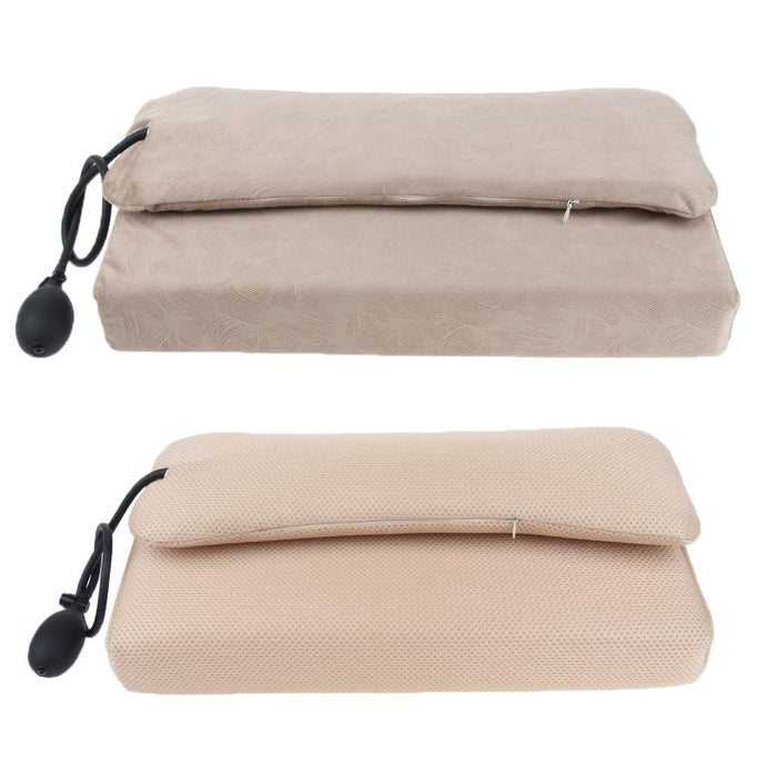 Crofta Sleeping Pillow Support Foam for Neck Pain Inflatable Back Pillow Beige Mesh