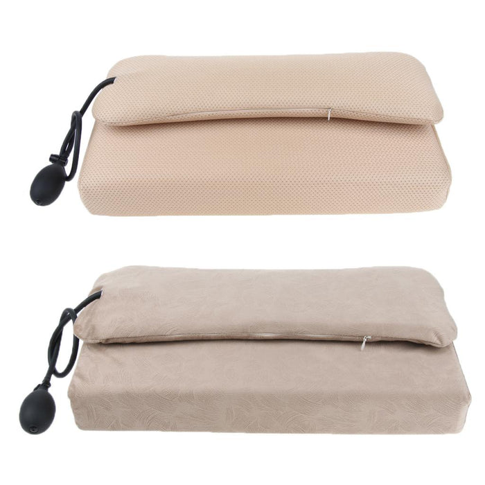 Crofta Sleeping Pillow Support Foam for Neck Pain Inflatable Back Pillow Beige Mesh