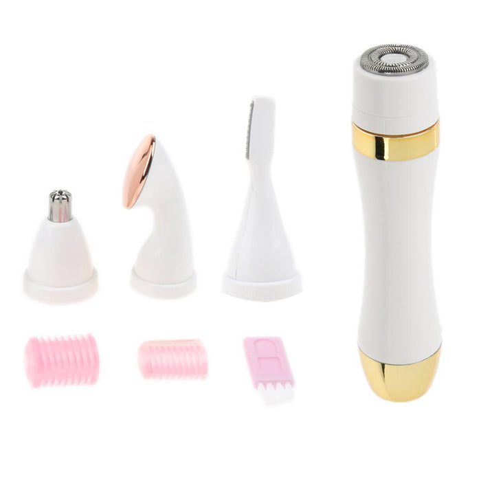 4 In 1 Electric Face Nose Leg Bikini Eyebrow Hair Remover Device Set Gold