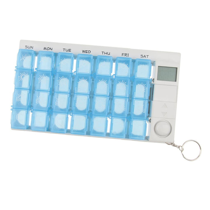 28 Grids Electronic Pill Box 7 Day Weekly Medicine Container Case - Alarm Timer Reminders - Detachable Compartments - Clever Design