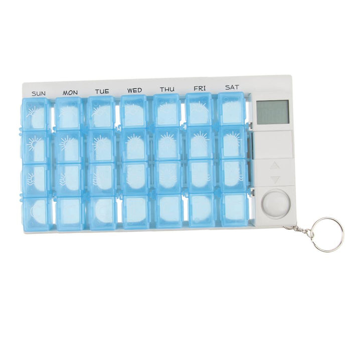 28 Grids Electronic Pill Box 7 Day Weekly Medicine Container Case - Alarm Timer Reminders - Detachable Compartments - Clever Design