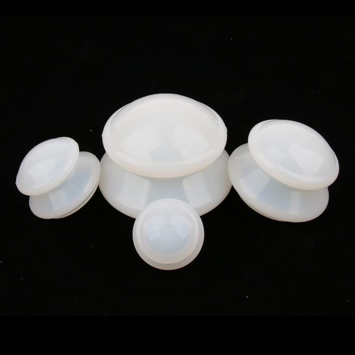 4 Pcs Pure Silicone Portable Cupping Massage Cups for Muscle Joint White