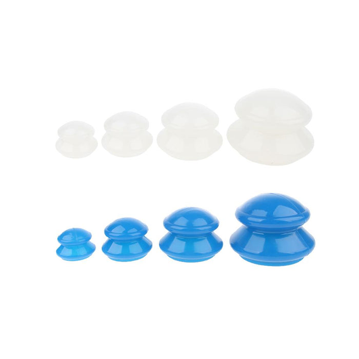 4 Pcs Pure Silicone Portable Cupping Massage Cups for Muscle Joint White