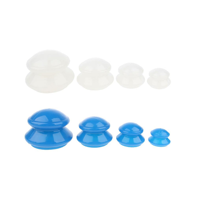 4 Pcs Pure Silicone Portable Cupping Massage Cups for Muscle Joint White