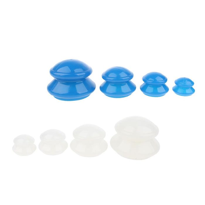 4 Pcs Pure Silicone Portable Cupping Massage Cups for Muscle Joint White