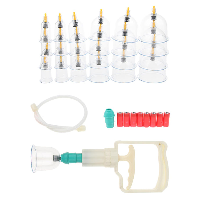 24 Pieces Pull Out Vacuum Apparatus Anti Cellulite Acupuncture Massage Vacuum Cupping Cup With Suction Pump Kit for Stiffness Pain