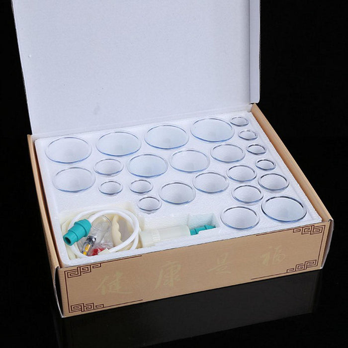 24 Pieces Pull Out Vacuum Apparatus Anti Cellulite Acupuncture Massage Vacuum Cupping Cup With Suction Pump Kit for Stiffness Pain