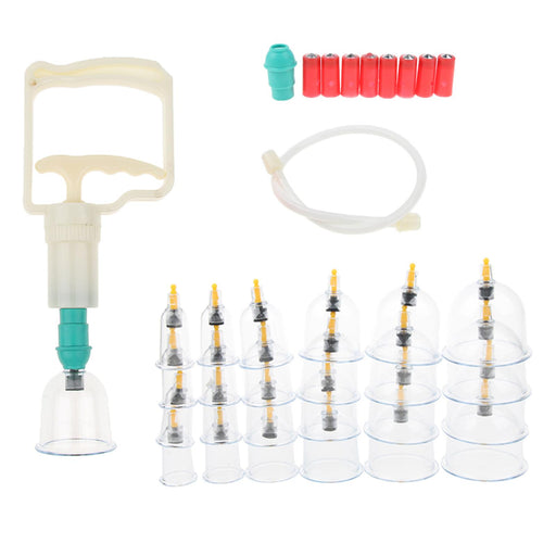 24 Pieces Pull Out Vacuum Apparatus Anti Cellulite Acupuncture Massage Vacuum Cupping Cup With Suction Pump Kit for Stiffness Pain