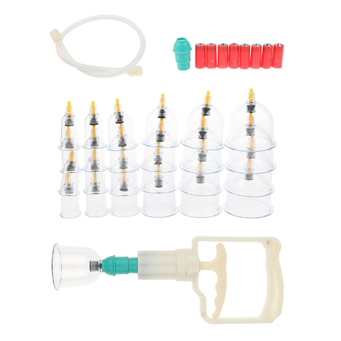 24 Pieces Pull Out Vacuum Apparatus Anti Cellulite Acupuncture Massage Vacuum Cupping Cup With Suction Pump Kit for Stiffness Pain