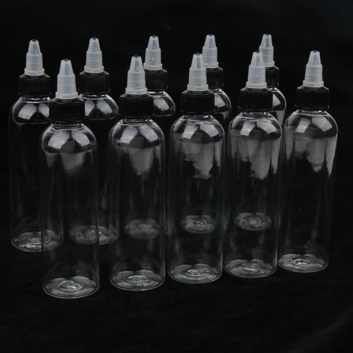 10 Pcs Empty Plastic Bottles with Twist Top Cap for Solvents, Oils, Paint, Ink, Liquid Gule 120ml