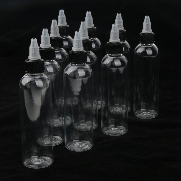 10 Pcs Empty Plastic Bottles with Twist Top Cap for Solvents, Oils, Paint, Ink, Liquid Gule 120ml