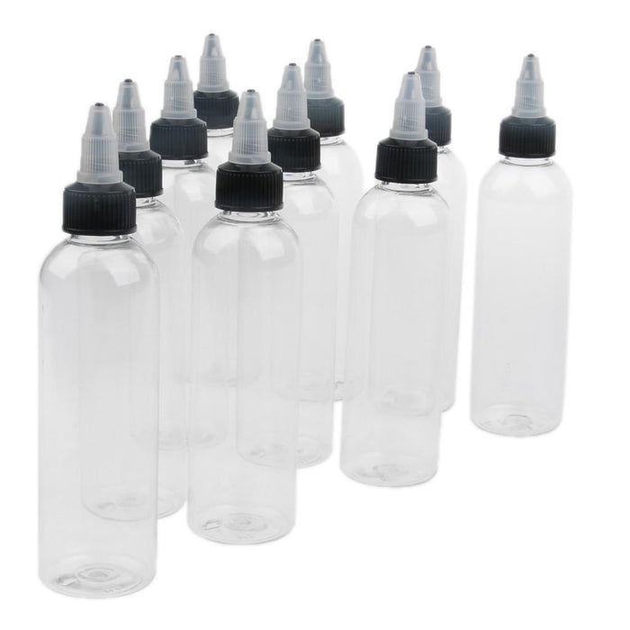 10 Pcs Empty Plastic Bottles with Twist Top Cap for Solvents, Oils, Paint, Ink, Liquid Gule 120ml