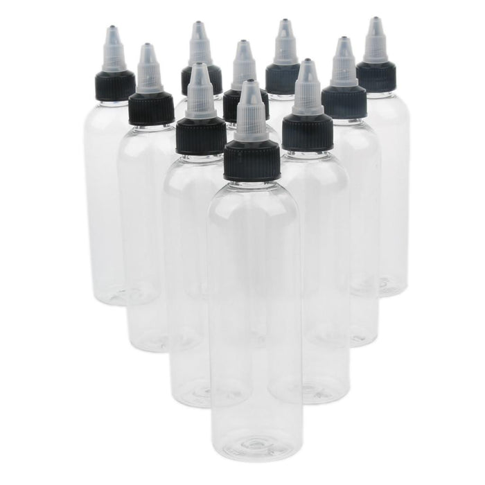 10 Pcs Empty Plastic Bottles with Twist Top Cap for Solvents, Oils, Paint, Ink, Liquid Gule 120ml