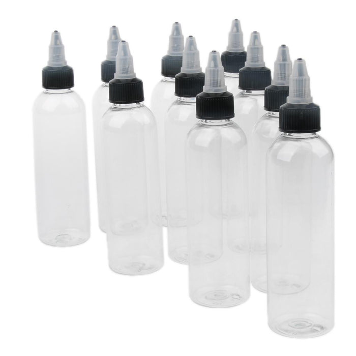 10 Pcs Empty Plastic Bottles with Twist Top Cap for Solvents, Oils, Paint, Ink, Liquid Gule 120ml