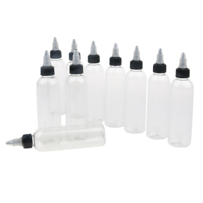 10 Pcs Empty Plastic Bottles with Twist Top Cap for Solvents, Oils, Paint, Ink, Liquid Gule 120ml