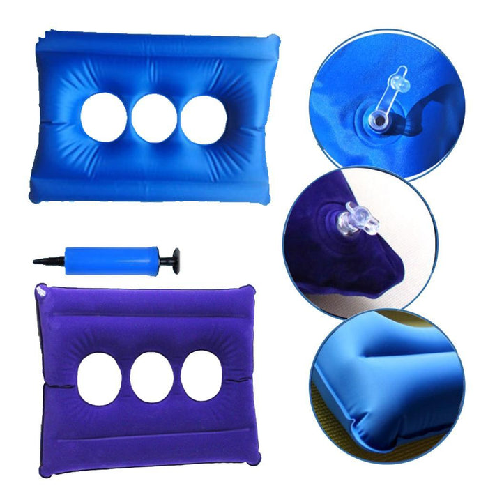 Anti Bedsore Inflatable Cushion Seat Wheelchair Pillow + Air Pump Dark Blue