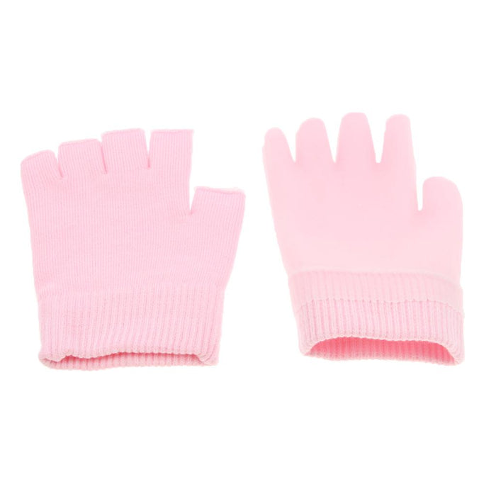 Crofta 1 Pair Unisex Moisturizing Spa Gel Fingerless Gloves Half Finger Mittens Pink