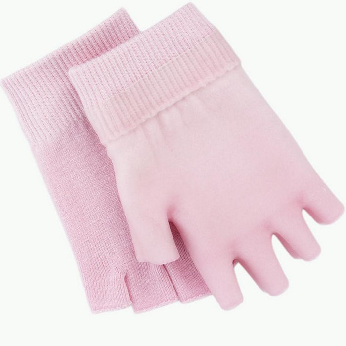 Crofta 1 Pair Unisex Moisturizing Spa Gel Fingerless Gloves Half Finger Mittens Pink