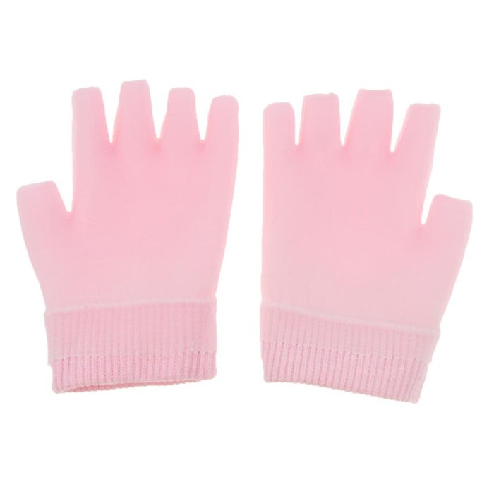 Crofta 1 Pair Unisex Moisturizing Spa Gel Fingerless Gloves Half Finger Mittens Pink