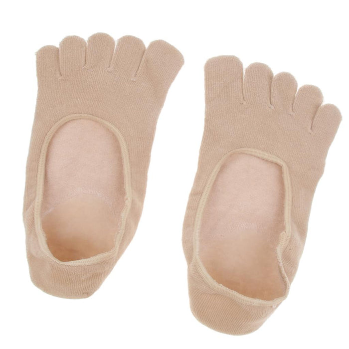 1 Pair 5-Toe Gel Moisturizing Socks - Five Finger Invisible Shallow Mouth Boat Socks - Foot Care - Skin Color