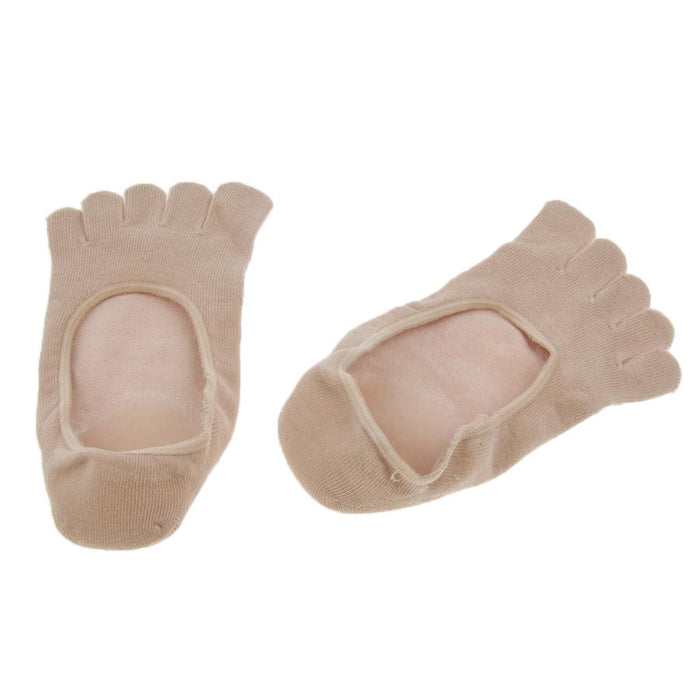 1 Pair 5-Toe Gel Moisturizing Socks - Five Finger Invisible Shallow Mouth Boat Socks - Foot Care - Skin Color