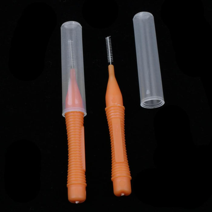 1 Fonts Interdental Brush Toothbrush Gap Brush Cleaning Teeth Tool Orange